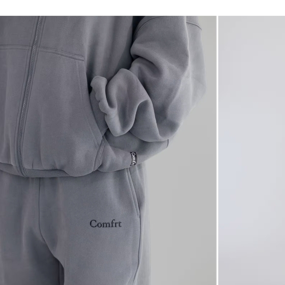 Comfort Cloud Oversized Wolf Gray Sweatpants And Zip Up Hoodie Men Women - Picture 3 of 9